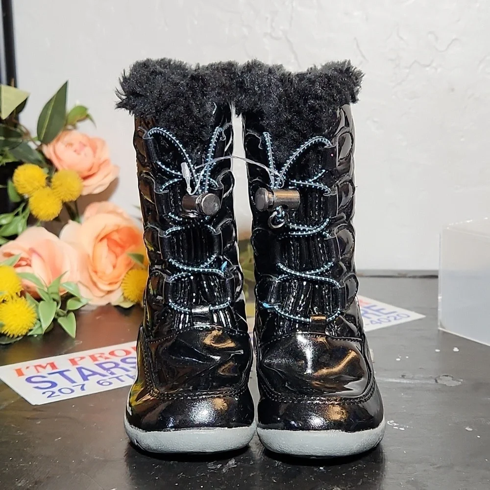 KHOMBU 5M Lined Sparkly Rain Boots Black